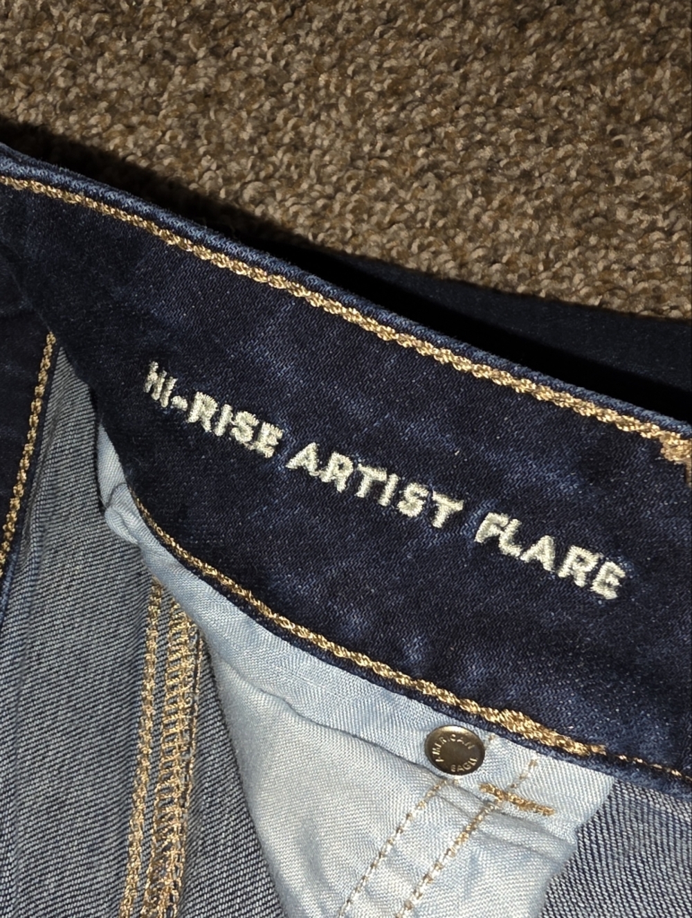 America Eagle Hi-rise Artist Flare Dark Indigo Jeans 18 Long - Picture 3 of 5